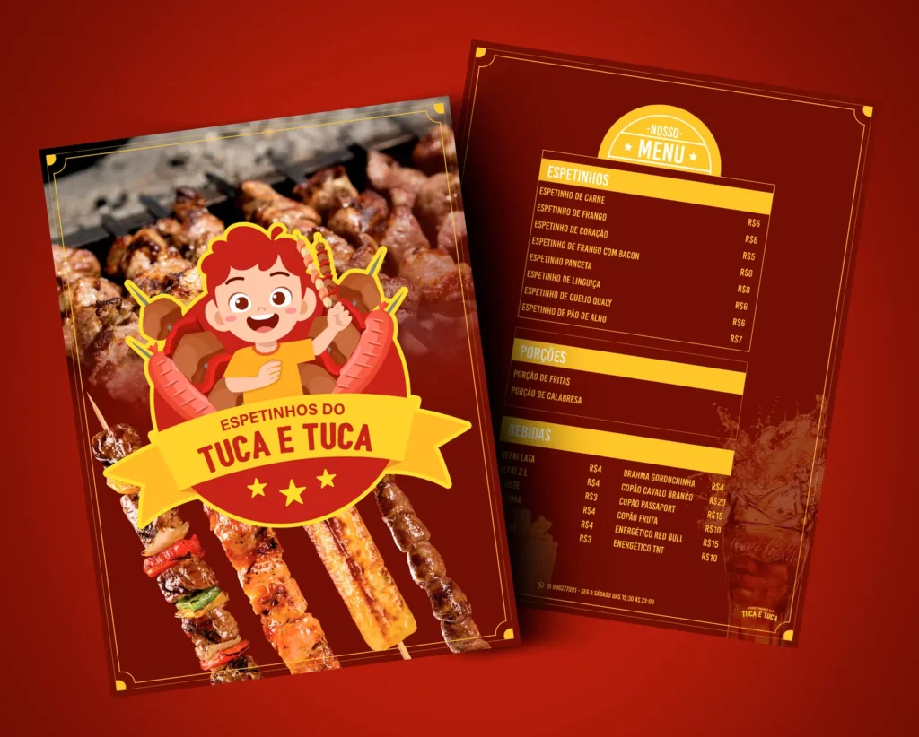 Cardápio personalizado para espetinho.