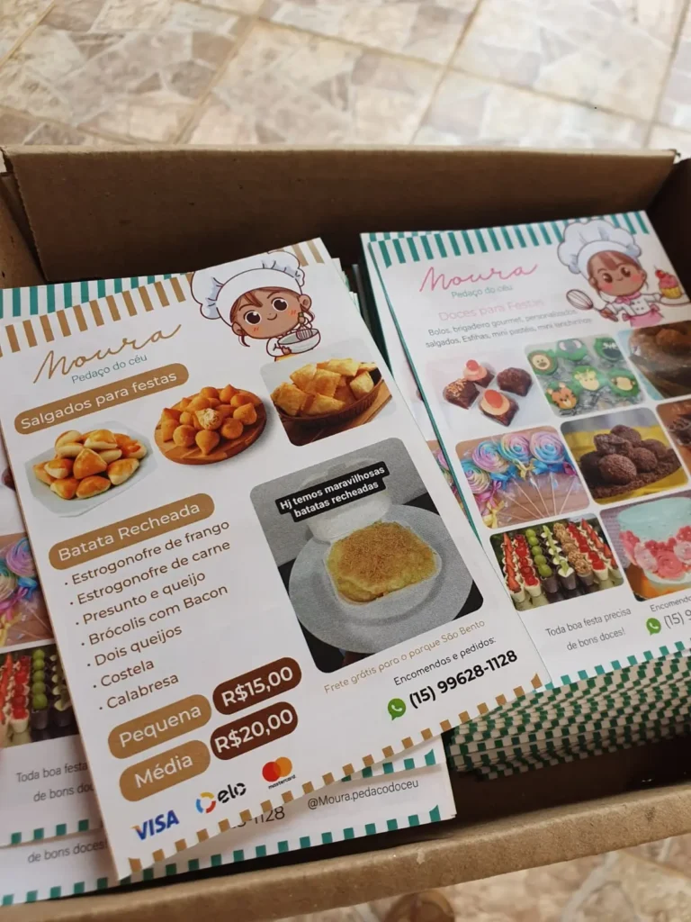 Panfleto personalizado para confeitaria.