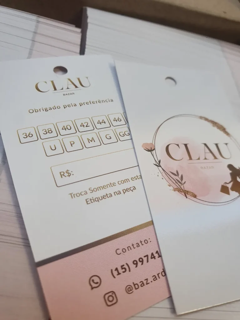 Tag personalizada para loja de roupas.