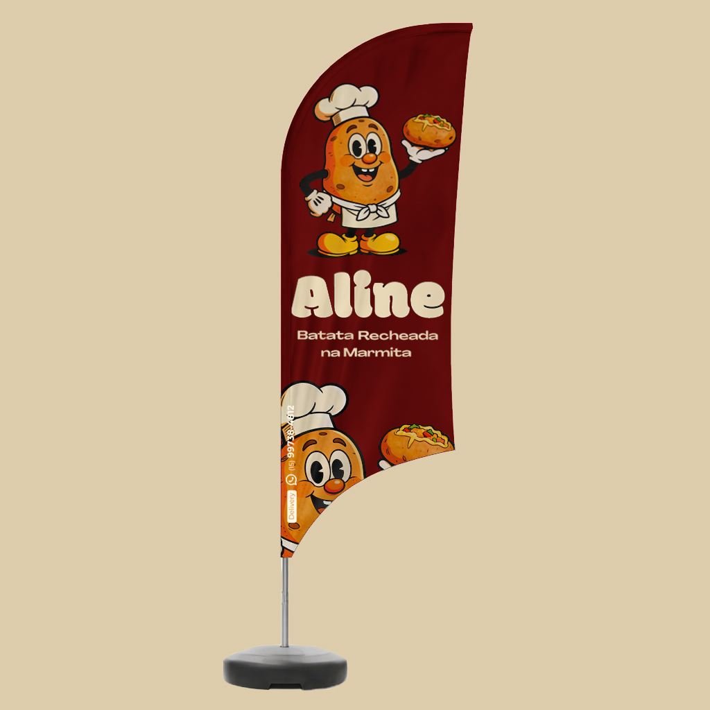 Wind banner modelo pena para restaurante de batata recheada